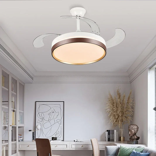 Artfan 42" Modern Black White LED Ceiling Fan Remote Control Lighting for Dining Room Bedroom