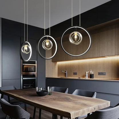 Artfan Ball Bubble LED Chandelier: Modern Round Ring Pendant Light for Dining Room & Bar