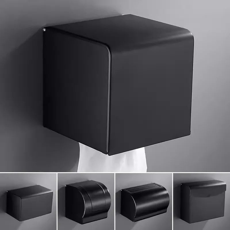 Artfan lighting Black Aluminum Bathroom Paper Holder: Elegant Tissue Box Rack & Toilet Paper Holder
