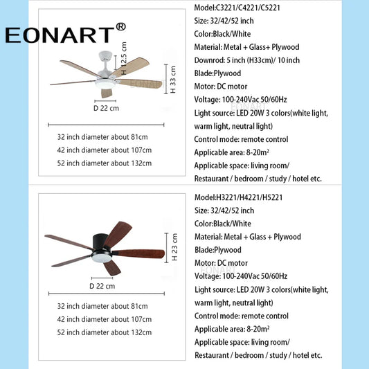Artfan 52" LED Ceiling Fan with Modern Design & Remote Control