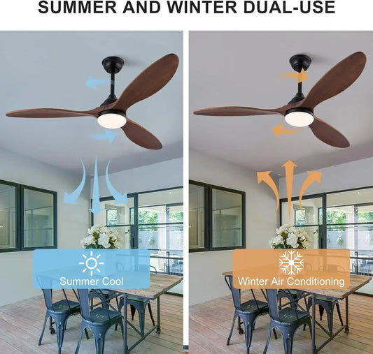 Artfan 52 Inch Wood Blade Ceiling Fan with Remote Control and Lights