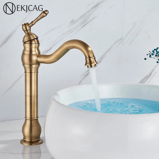Artfan Antique Brass Basin Faucet Hot Cold Mixer Tap Single Handle Sink Faucet