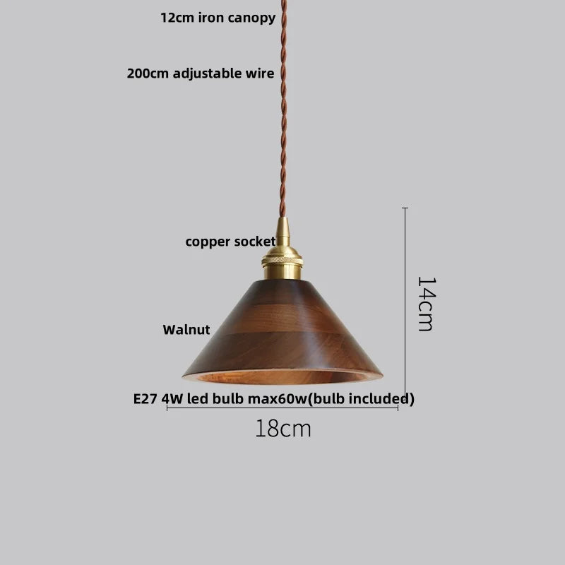 Artfan Ash Wood LED Pendant Lamp Adjustable Hanging Lights Luminaire