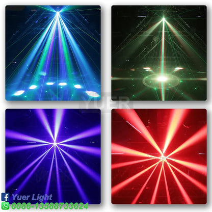 Artfan 6X15W RGBW Bee Eye Laser Moving Head Light DMX512 10/15CH Strobe DJ Disco Stage