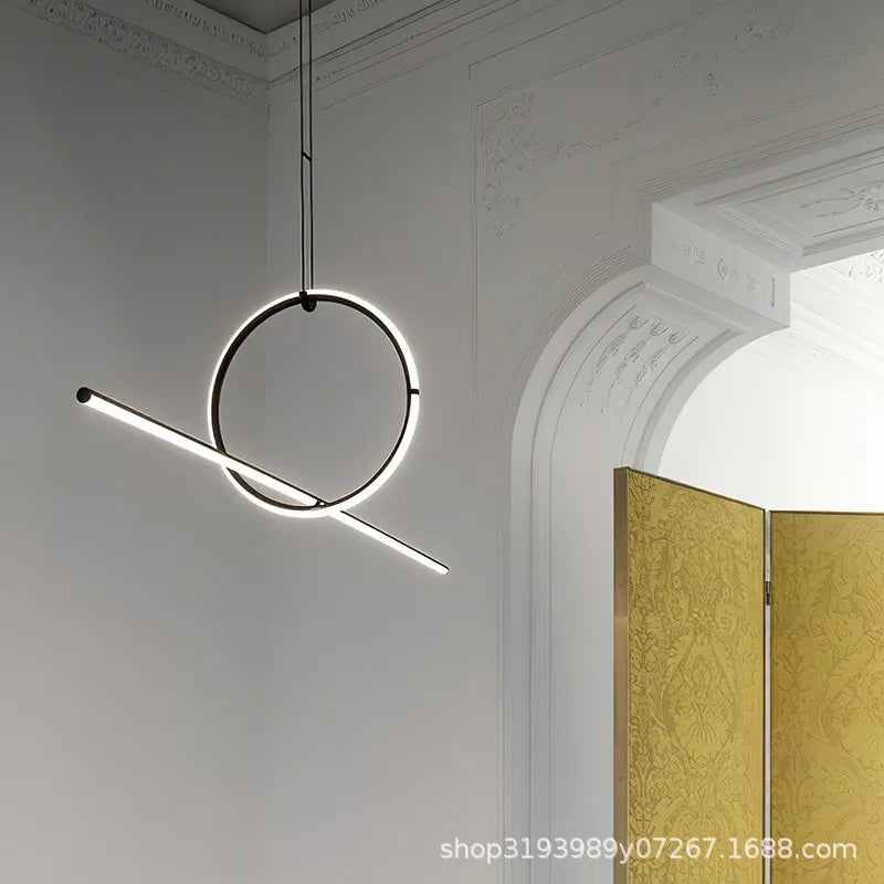 Artfan lighting Black LED Ceiling Chandelier with Remote Control for Modern Minimalist Home Decor