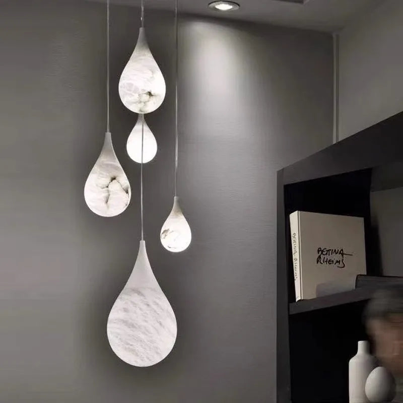 Artfan Alabaster Pendant Lights LED Designer Hanging Lamps For Living Room