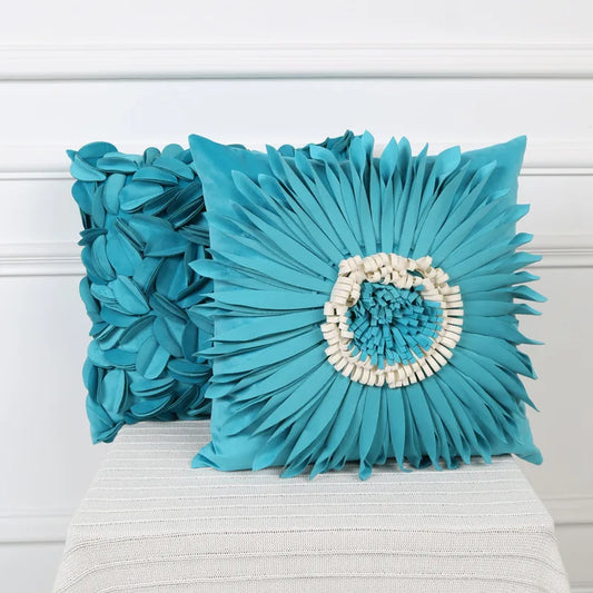 Artfan 3D Blue Floral Velvet Cushion Cover 30x50/45x45CM - Small Daisy Sunflower Pillowcase