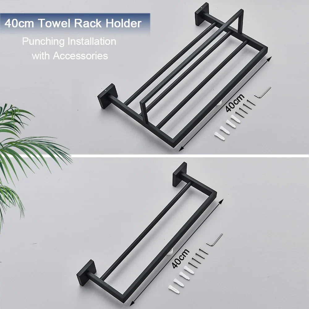Artfan lighting Black Towel Rack Bar 40cm SUS304 Modern Gold Cloth Holder Wall Mounted