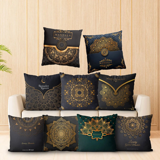 Artfan lighting Black Gold Mandala Luxury Printed Pillowcase §
