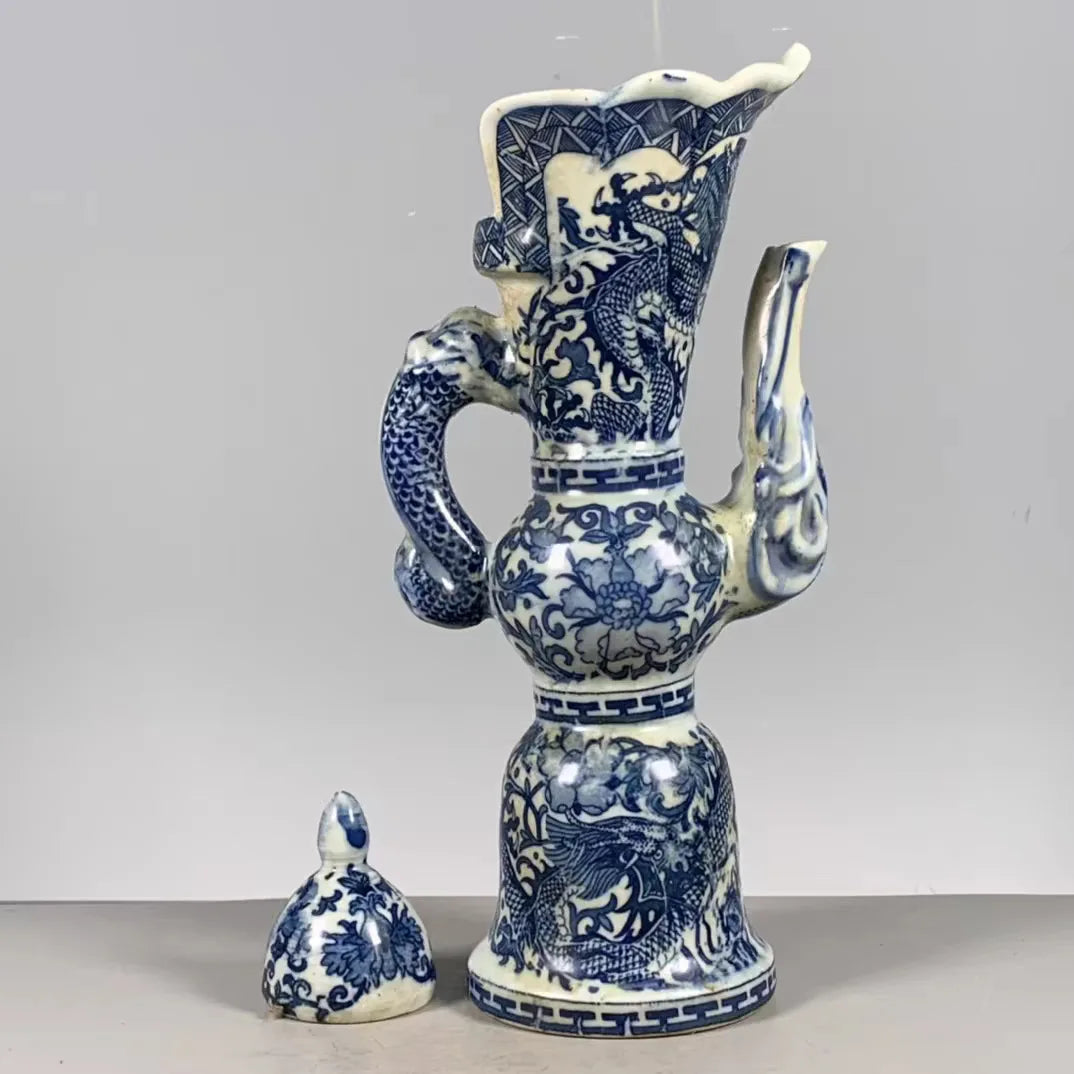 Artfan lighting Blue & White Dragon Pattern Qing Dynasty Qianlong Porcelain Pot