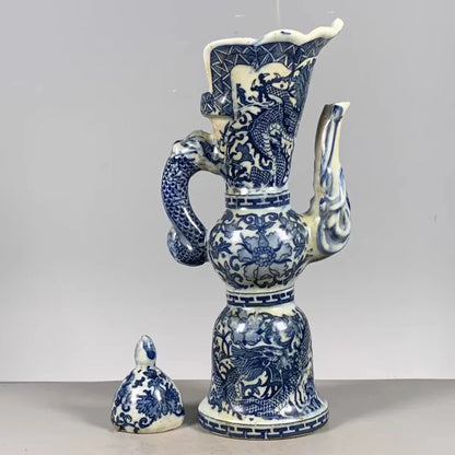 Artfan lighting Blue & White Dragon Pattern Qing Dynasty Qianlong Porcelain Pot