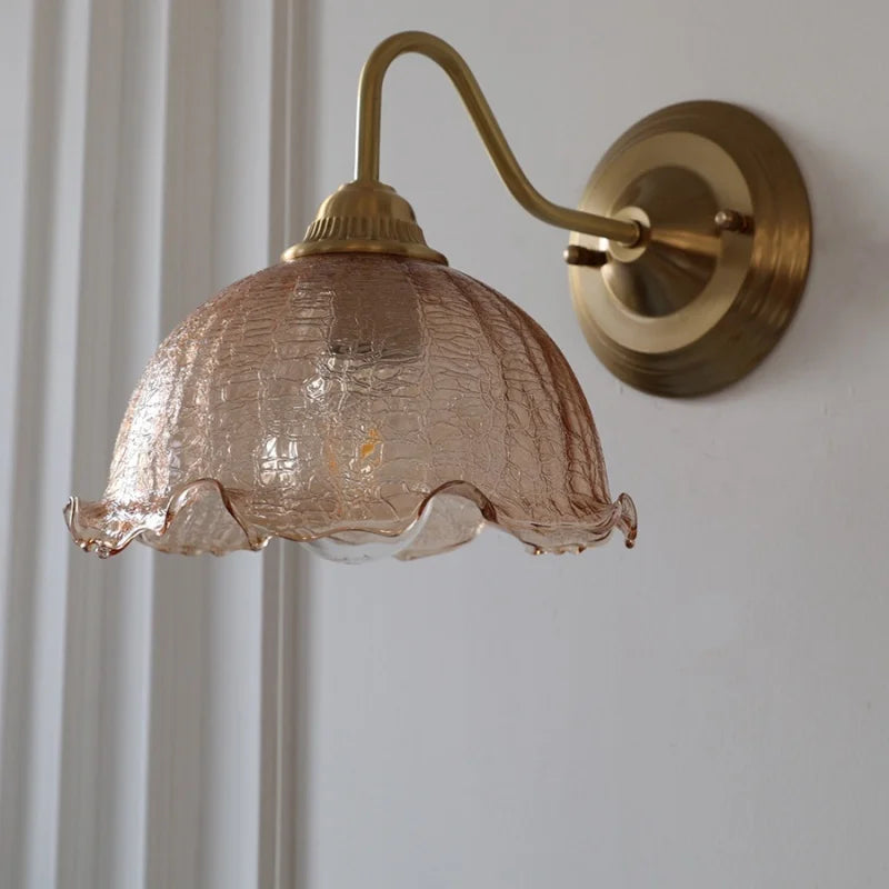 Artfan Amber Glass Wall Sconce Vintage Loft LED Vanity Light Fixture