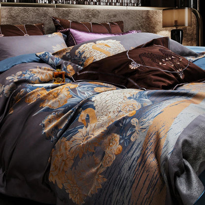 Artfan 1500TC Egyptian Cotton Jacquard Bedding Set for Queen King Size Linens