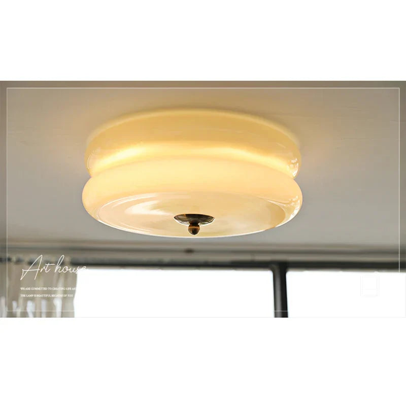 Artfan Cream Medieval Glass Ceiling Lamp for Living Room, Dining Room, Bedroom & Study