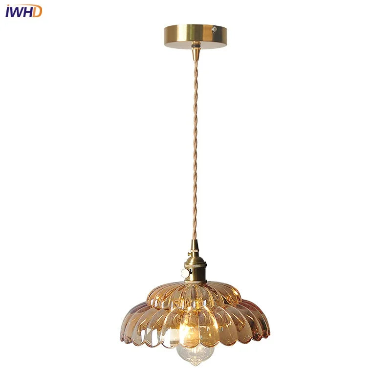 Artfan Amber Flower Glass LED Pendant Lights for Home Decor
