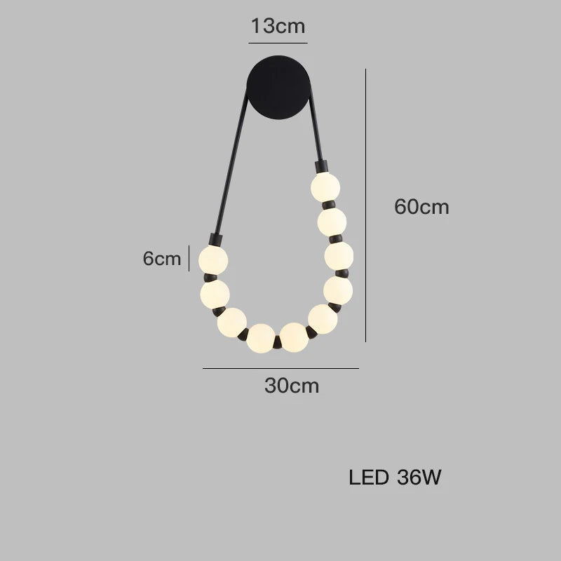 Artfan lighting Black Gold LED Her Necklace Wall Lamp Sconce for Bedroom & Corridor