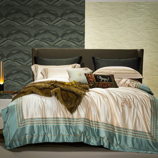 Artfan 1200TC Egyptian Cotton Embroidery Bedding Set - Queen King Size Bedlinens