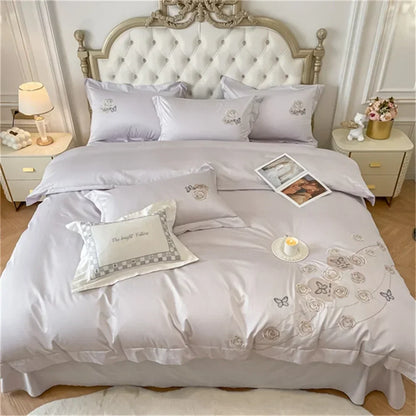 Artfan lighting Blue Butterfly Flower 600TC Egyptian Cotton Duvet Cover Set