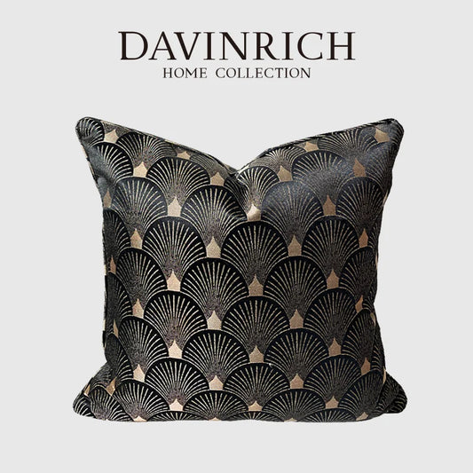 Artfan lighting Black Gold Geometry Textural Throw Pillow Case - Vintage Italian Luxury Square Cover