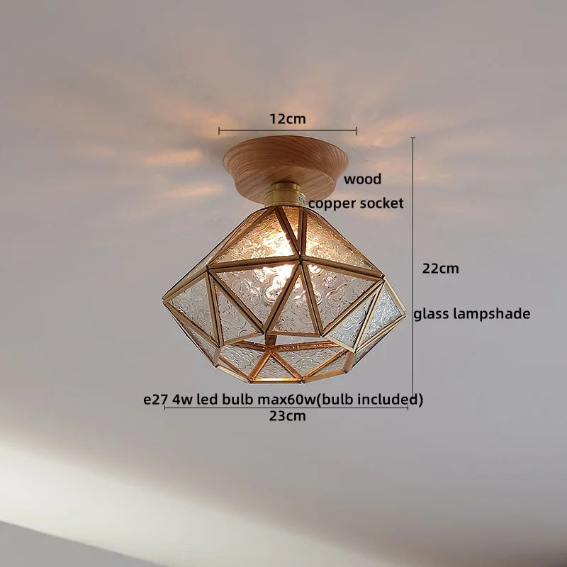 Artfan Amber Glass LED Ceiling Lights Modern Decoration for Home Porch Restaurant