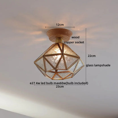 Artfan Amber Glass LED Ceiling Lights Modern Decoration for Home Porch Restaurant