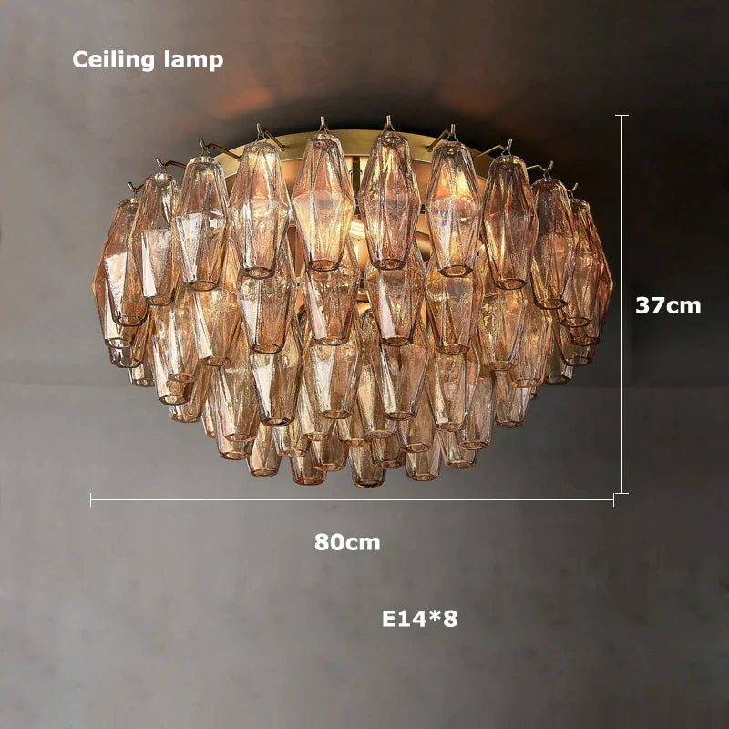 Artfan Art Deco Glass Shade Brass LED Chandelier - Luxury Black Dining Room Ceiling Light