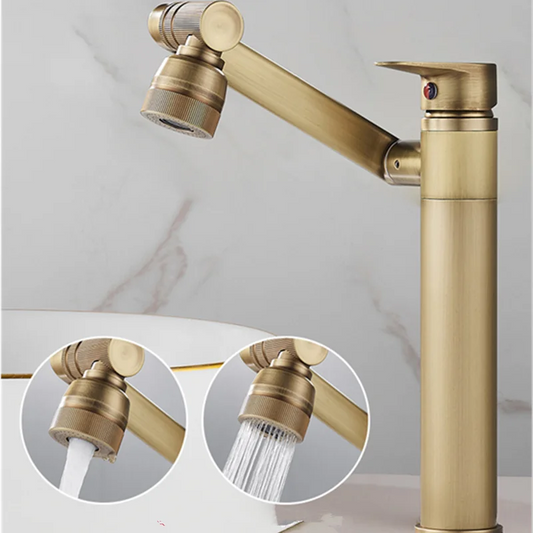 Artfan Antique Bronze Bathroom Sink Faucet Hot Cold Water Mixer Deck Mounted
