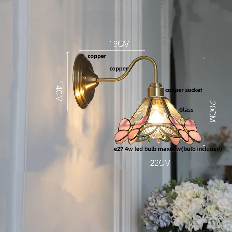 Artfan Amber Glass Wall Sconce Vintage Loft LED Vanity Light Fixture