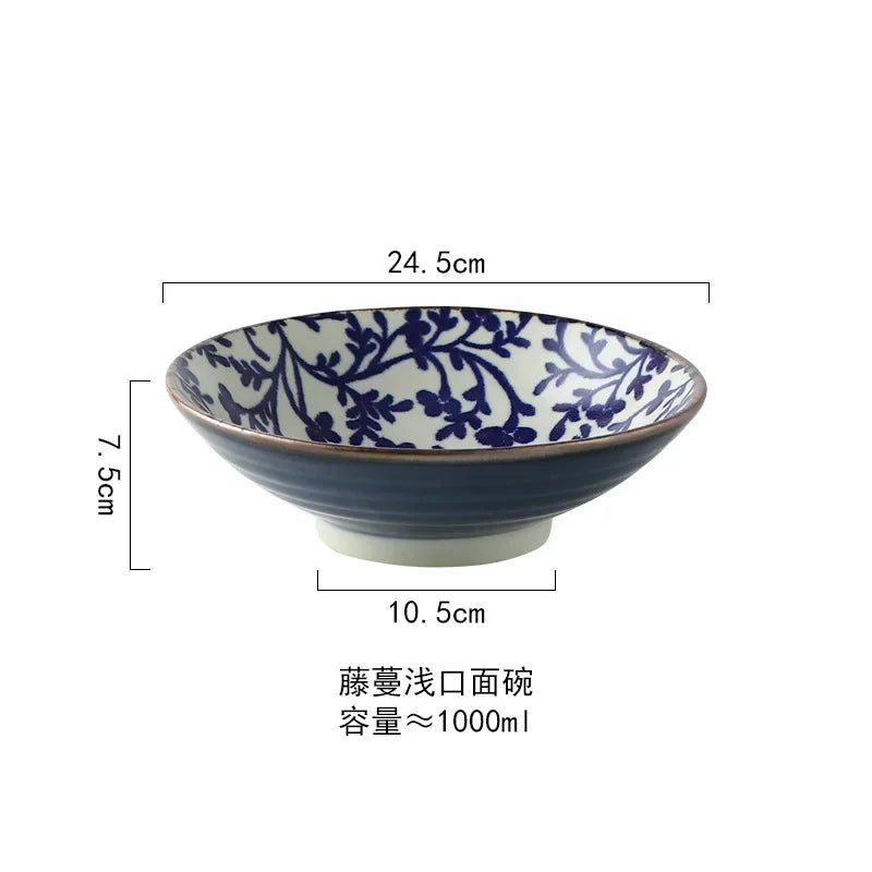 Artfan 9.5" Ceramic Japanese Ramen Bowl Large Soup Salad Rice Microwave Dinnerware