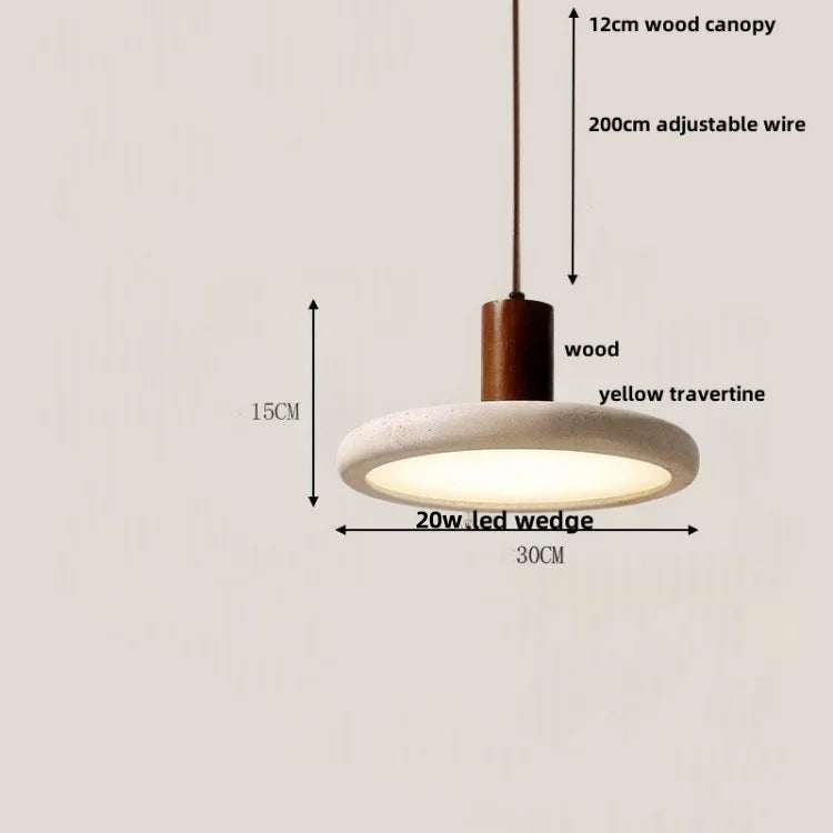 Artfan Adjustable LED Pendant Light - Nordic Modern Yellow Travertine Marble Wood Fixture