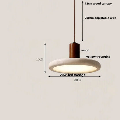 Artfan Adjustable LED Pendant Light - Nordic Modern Yellow Travertine Marble Wood Fixture