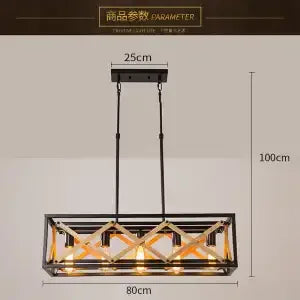 Artfan 6-Head Industrial Style Pendant Lamp - Retro Solid Wood Iron Table Light