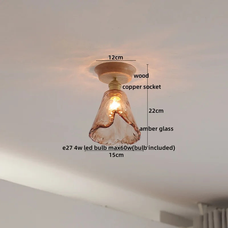 Artfan Amber Glass LED Ceiling Lights Modern Decoration for Home Porch Restaurant