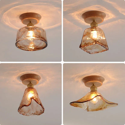 Artfan Amber Glass LED Ceiling Lights Modern Decoration for Home Porch Restaurant