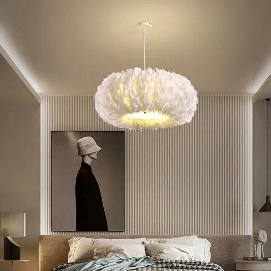 Artfan  Feather Decor LED Chandeliers for Living Room, Bedroom, Study & Children's Room