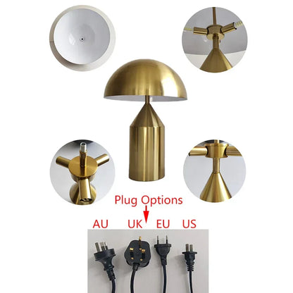 Artfan lighting Black Iron Mushroom Table Lamp, Nordic Design, Gold Accent, Living Room Bedroom Light