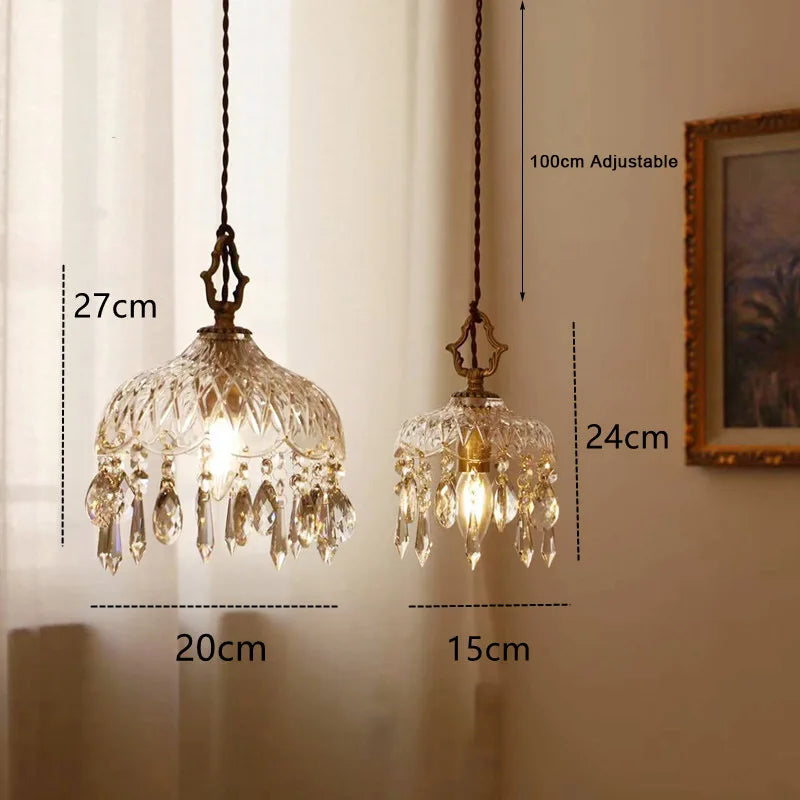 Artfan Crystal Small Chandelier for Aisle Entrance, Bedside, Balcony, Corridor – French Retro Light Luxury