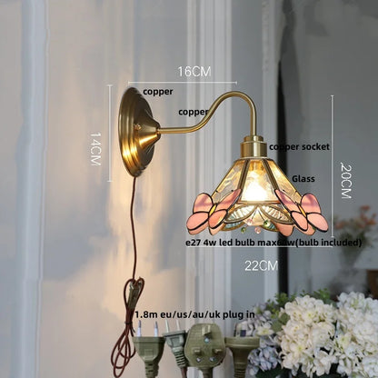 Artfan Amber Glass Wall Sconce Vintage Loft LED Vanity Light Fixture