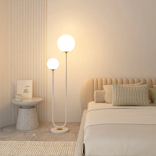 Artfan lighting Black White Metal Floor Lamp 3 Dimming White Glass - Elegant Standing Light for Home