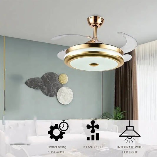 Artfan 42" Smart LED Ceiling Fan Light with Retractable Blades and Remote Control