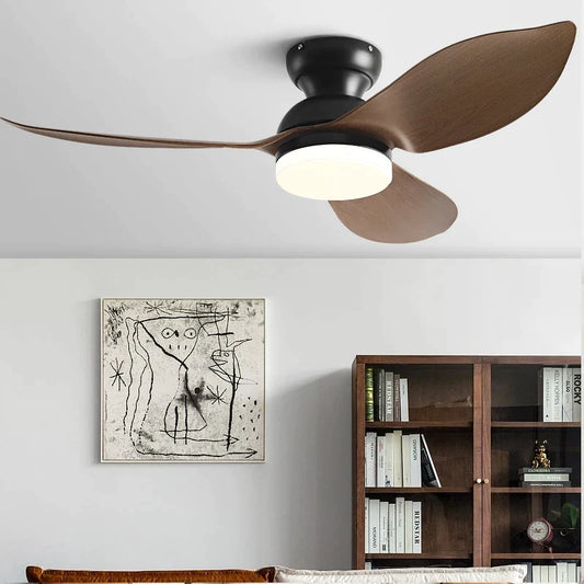 Artfan 48" Black Low Floor Ceiling Fan with Modern Design and LED Light