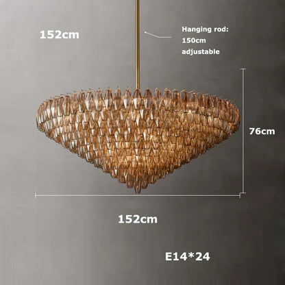 Artfan Art Deco Glass Shade Brass LED Chandelier - Luxury Black Dining Room Ceiling Light