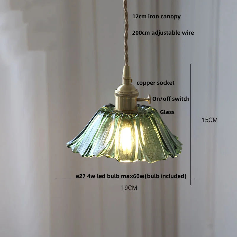 Artfan Amber Flower Glass LED Pendant Lights for Home Decor