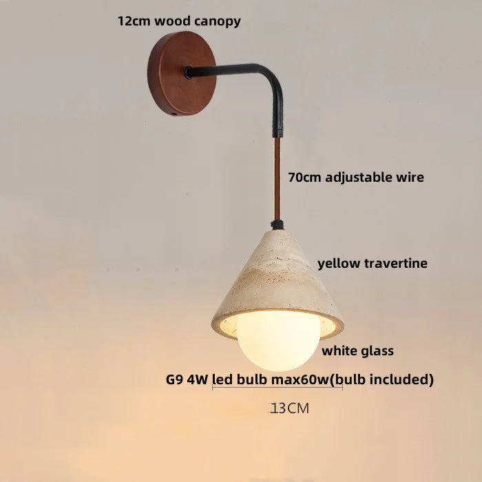 Artfan Adjustable LED Wall Sconce Yellow Travertine Stair Light Fixture for Home Decor