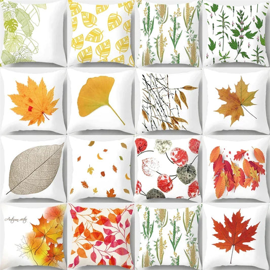 Artfan Autumn Maple Leaves Pillow Cases Short Plush Cushion Cover Sofa Pillowslip