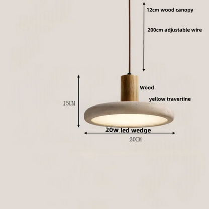Artfan Adjustable LED Pendant Light - Nordic Modern Yellow Travertine Marble Wood Fixture