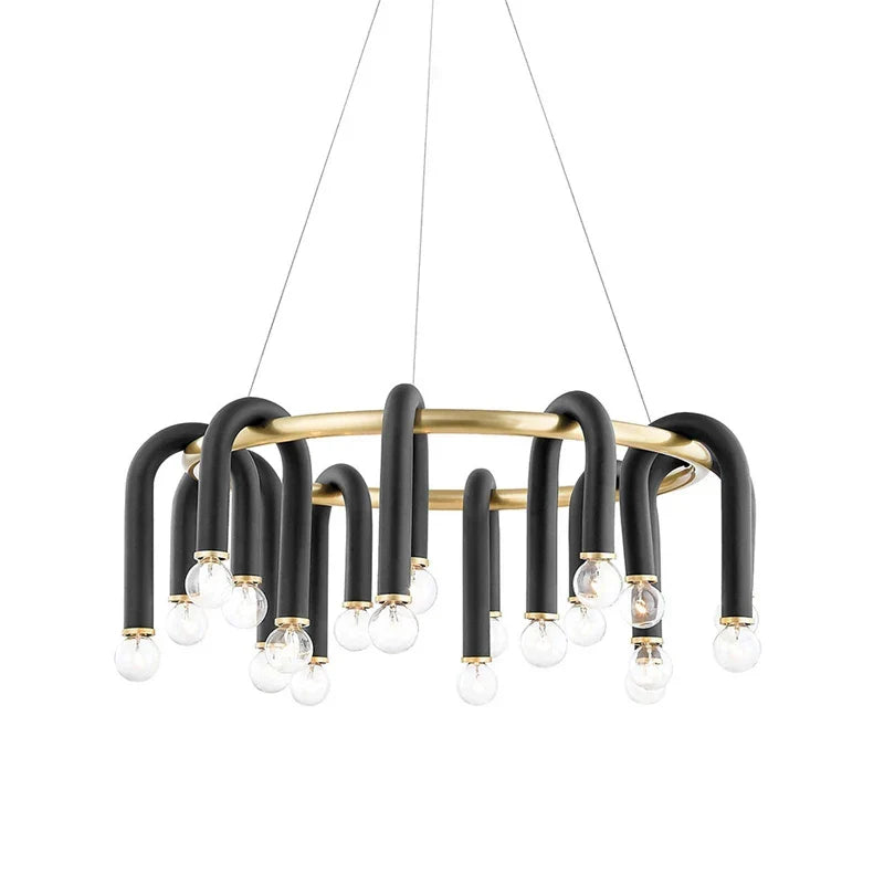 Artfan lighting Black Aluminum Tube Dimmable LED Chandelier with U-Shaped Design