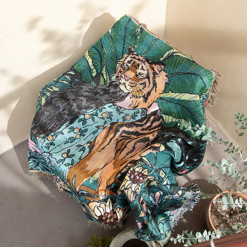Artfan 3D Print Tiger Linen Blanket: Soft Warm Throw & Tapestry