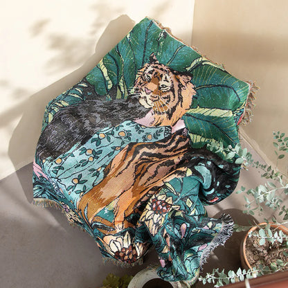 Artfan 3D Print Tiger Linen Blanket: Soft Warm Throw & Tapestry