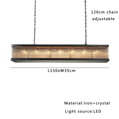 Artfan lighting Black Crystal Glass Rectangle Chandeliers for Dining Room - Luxury Retro Hanglamp